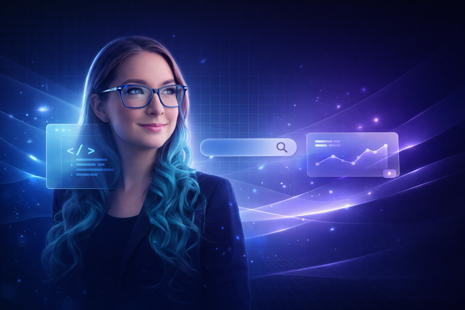 Aleksandra Cislowski in a modern, tech-driven portrait